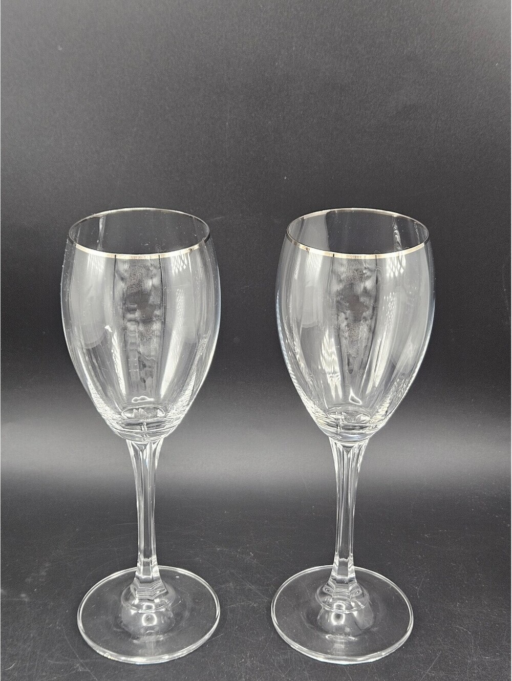 Set of 2 Gorham Andante Platinum Smooth Bowl Water Goblets 9